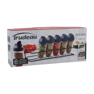 Trudeau 6 Bottle Horizontal Spice Rack Dark Grey and Clear